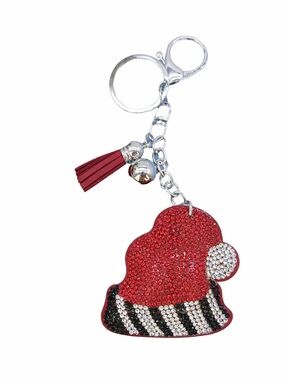 Christmas Hat Bag charm rhinestone bling charm keychain